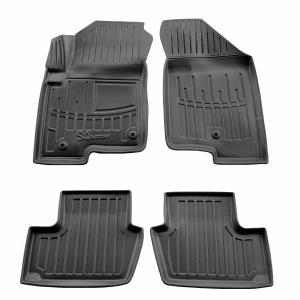 Guminiai 3D kilimėliai JEEP Patriot 2007-2016m., 4 pc. (2 clips on FL) / juoda / 5046094 / paaukštintais kraštais